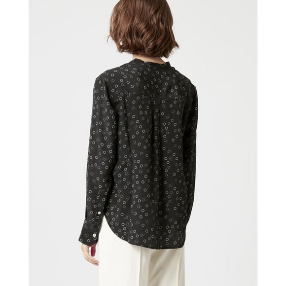 Isabel Marant Rusak Womens Silk Black Floral Long Sleeve Blouse size FR 34 XS - Picture 15 of 16